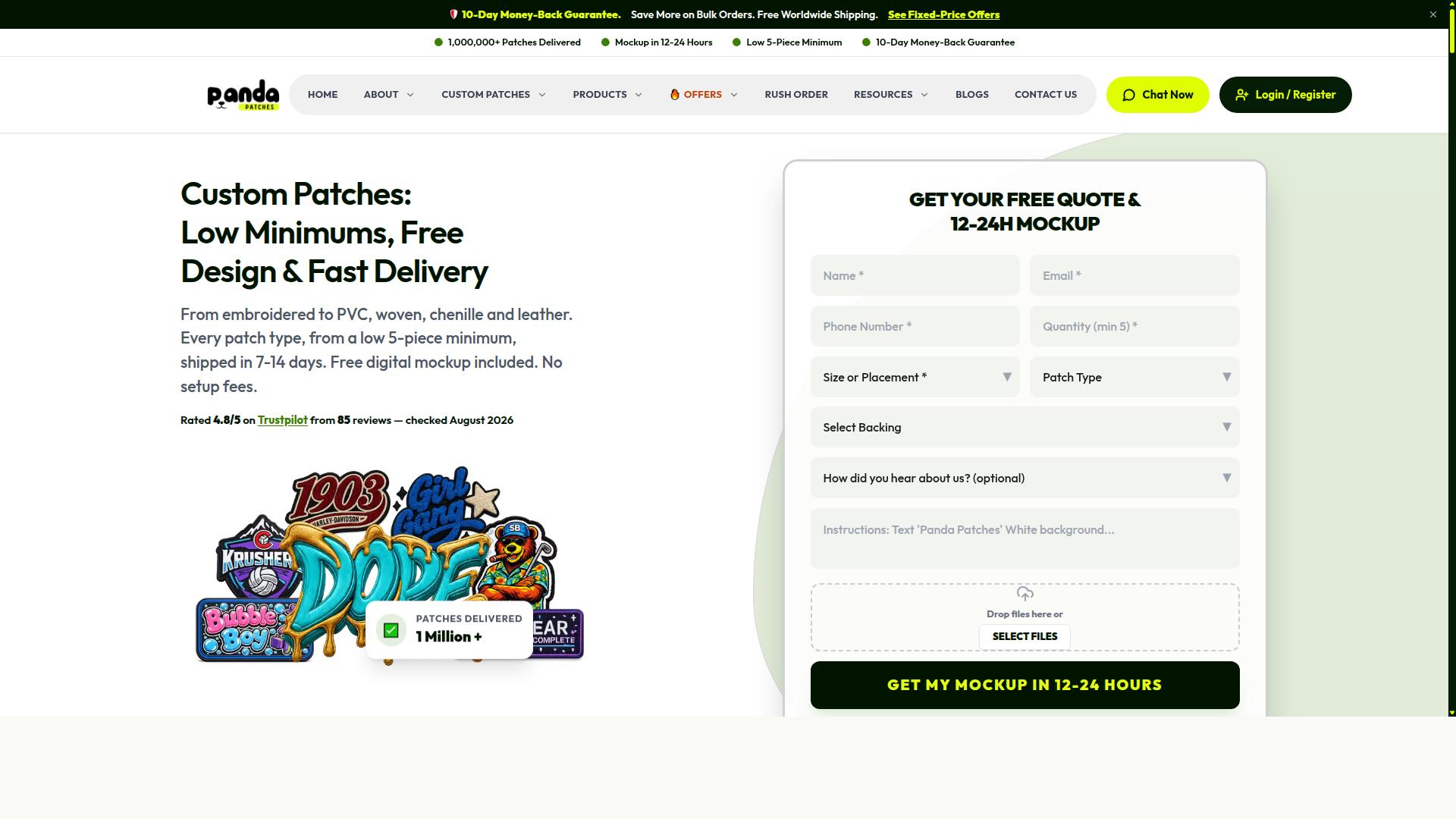 Panda Patches website
